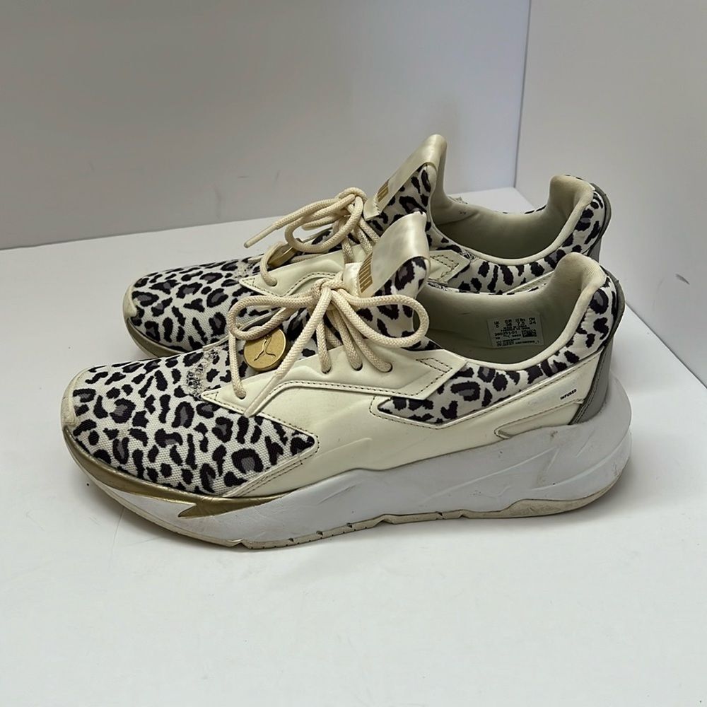 PUMA Fier Nitro Leopard Women's Shoes Marshmallow Castlerock Ivory Off White 7.5
